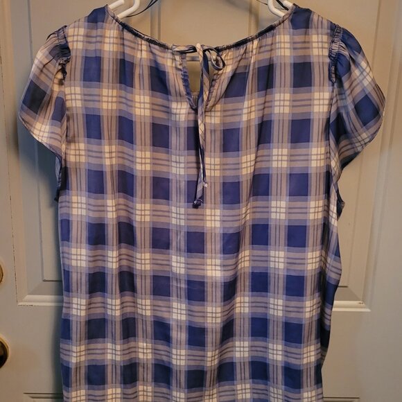 Lauren Conrad Lavender & White Plaid Pullover Top Misses XL - Picture 3 of 3